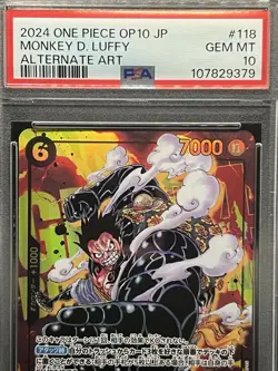 2024 One Piece TCG OP10-118 SEC Monkey D. Luffy Secret Rare Alt Art PSA 10 GEM! - Image 5