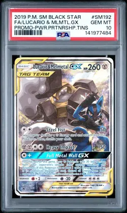 2019 Pokemon Sun and Moon Black Star Promo Lucario & Melmetal GX SM19 PSA 10 - Image 1
