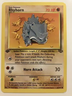 Rhyhorn #61/64 *1st edition* Jungle Set Common Pokemon TCG - Image 1