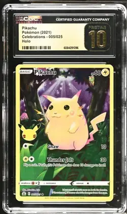 CGC 10 Pristine Pikachu Holo 005/025 Pokemon Card Celebrations - Image 1
