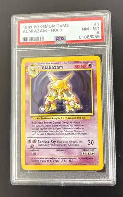 Alakazam Pokemon Base Set Unlimited Holo #1 PSA 8 - Image 1