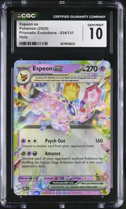 Espeon ex Pokemon 2025 English Prismatic Evolutions Holo CGC 10 - Image 1