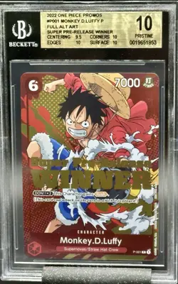 2022 One Piece Super Pre-Release Winner Monkey D. Luffy ENG BGS 10 Pristine - Image 1