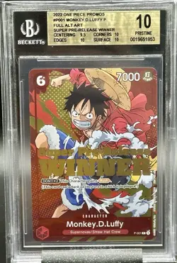 2022 One Piece Super Pre-Release Winner Monkey D. Luffy ENG BGS 10 Pristine - Image 2