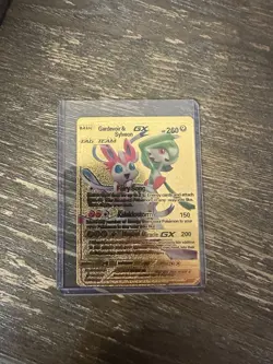 Pokemon TCG Gardevoir & Sylveon GX TAG TEAM Gold Fairy Type 260HP 150/200 Card - Image 1