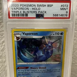 2020 Pokemon SWSH072 Black Star Promo: Triple Blisters Vaporeon Holo - PSA 9 - Image 2