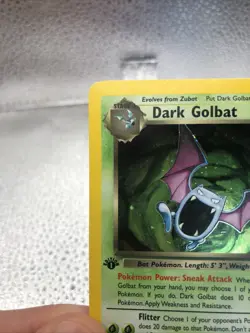 Pokemon English Dark Golbat 7/82 1st Edition Team Rocket Holo w/Swirl 🌀 NM- LP! - Image 5