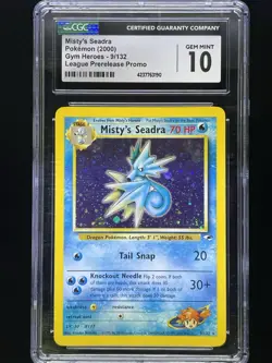 Mistys Seadra Holo Prerelease Gym Heroes 9/132 Pokemon CGC 10 Gem Mint - Image 1