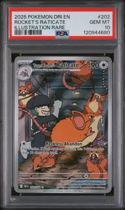 2025 POKEMON DESTINED RIVALS ILLUSTRATION RARE #202 TEAM ROCKETS RATICATE PSA 10 - Image 1