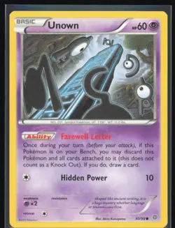 Unown Regular Non Holo 30/98 Pokemon XY Ancient Origins LP Pokemon Card - Image 1