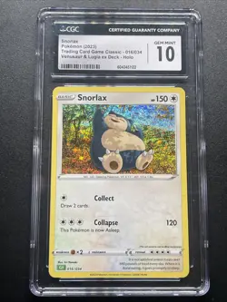 Snorlax 016/034 Trading Card Game Classic Holo CGC Gem Mint 10 - Image 1