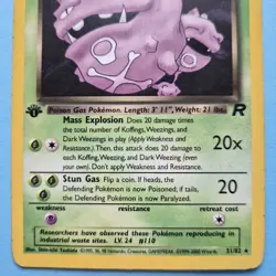 Pokemon Cards: Team Rocket 1st Edition Rare Non Holo: Dark Weezing 31/82 - Image 3