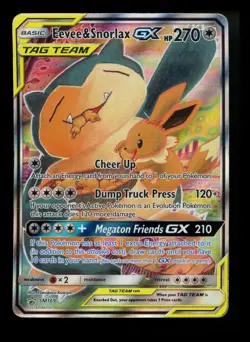 Eevee & Snorlax GX SM169 Black Star Promo 2019 Alt Art Holo Pokemon Card TCG - Image 1