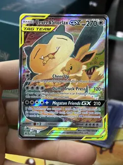 Eevee & Snorlax GX SM169 Black Star Promo 2019 Alt Art Holo Pokemon Card TCG - Image 3
