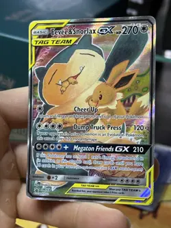 Eevee & Snorlax GX SM169 Black Star Promo 2019 Alt Art Holo Pokemon Card TCG - Image 4