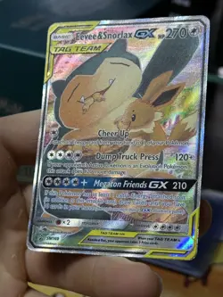 Eevee & Snorlax GX SM169 Black Star Promo 2019 Alt Art Holo Pokemon Card TCG - Image 5