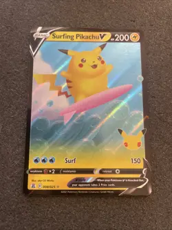 Surfing Pikachu V 006/025 Celebrations NM Ultra Rare Pokemon Card - Image 1