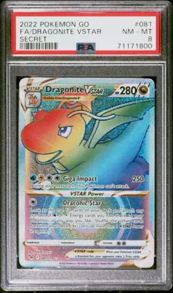 Pokemon Dragonite VSTAR Secret Rare Holo 081/078 Pokemon GO PSA 8 - Image 1
