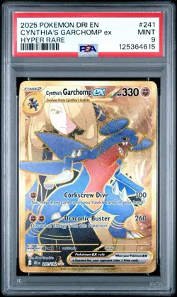 Pokemon Cynthia's Garchomp ex Hyper Rare Holo Sv10 241/182 PSA 9 English - Image 1