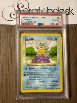 PSA 10 - Pokemon SQUIRTLE 63/102 - SHADOWLESS BASE SET - GEM MINT - Image 1