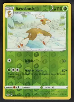 2021 POKEMON SWORD & SHIELD CHILLING REIGN CARD - 012 Sawsbuck REVERSE HOLO /198 - Image 1
