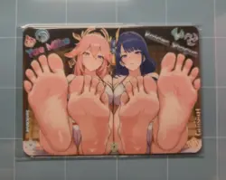 Raiden Shogun & Yae Miko Custom Glow In The Dark Waifu Card Feet Fan Art - Image 1