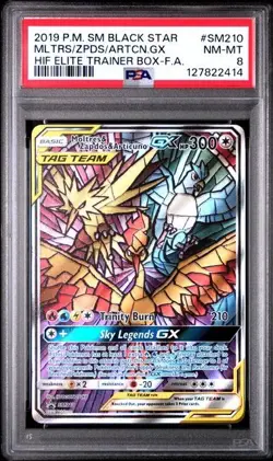 2019 POKEMON SM BLACK STAR PROMO FULL ART/MOLTRES & ZAPDOS & ARTICUNO GX PSA 8 - Image 1