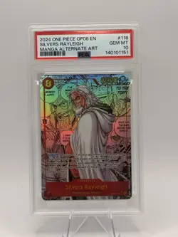 2024 ONE PIECE TWO LEGENDS OP08-118 SILVERS RAYLEIGH MANGA ALT FOIL PSA 10 - Image 1