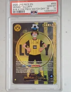 Bandai One Piece CCG Monkey D. Luffy #003 BVB Match Day Foil Promo PSA 10 - Image 1