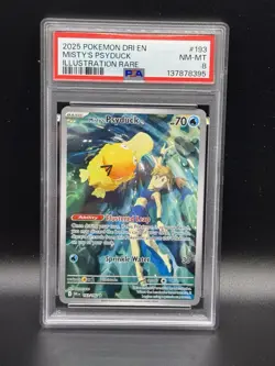 2025 POKEMON SV DESTINED RIVALS #193/182 MISTY'S PSYDUCK ILLUSTRATION RARE PSA 8 - Image 1