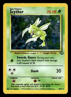 Scyther 10/64 Holo Rare Jungle Set Pokemon Card - Image 1