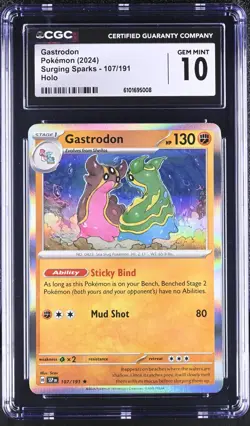 2024 POKEMON SURGING SPARKS GASTRODON - 107/191 HOLO CGC GEM MINT 10 - Image 1