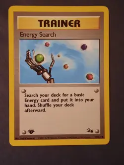 Pokemon Card Fossil 1st Edition Energy Search 59/62. WoTC Vintage - Image 1