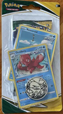 POKEMON TCG SWORD & SHIELD EVOLVING SKIES BOOSTER PACK, REMORAID & OCTILLERY - Image 1