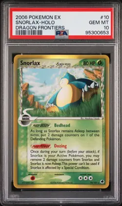 Pokemon Snorlax EX Dragon Frontiers Holo Rare #10 PSA 10 Gem Mint - Image 1