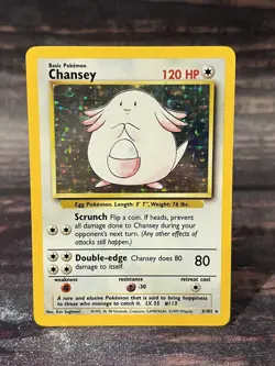Chansey 3/102, Base Set, Holo Rare, Pokemon TCG, WOTC, Vintage 1999, - Image 1