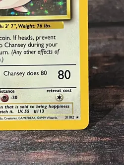 Chansey 3/102, Base Set, Holo Rare, Pokemon TCG, WOTC, Vintage 1999, - Image 4