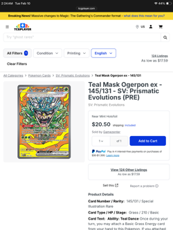 Pokemon Teal Mask Ogerpon ex 145/131 Sv: Prismatic Evolutions Holo - Image 4
