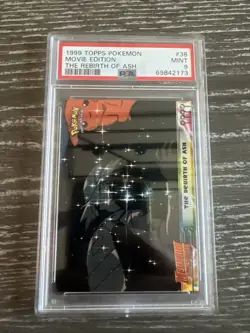 Pokemon Topps 1999 Movie Edition Mewtwo Pikachu Ash Rebirth Card #38 PSA 9 FOIL - Image 1