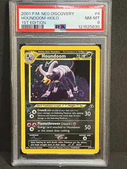 Houndoom Holo #4 SWIRL 🌀 1st Edition 2001 Pokemon Neo Discovery Rare PSA 8 - Image 5