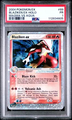 PSA 1 PR 2004 Pokemon EX Team Magma vs Team Aqua Blaziken EX Holo Foil 89/95 - Image 1