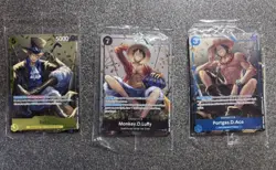 One Piece Card Game TS02 Tin Promo Bundle P073 P074 P075 Monkey Luffy Sabo Ace - Image 1