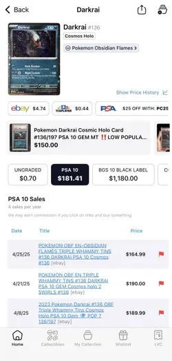 Pokemon Darkrai Cosmic Holo Card #136/197 PSA 10 GEM MT ‼LOW POPULATION‼ - Image 2