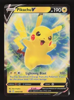 Pikachu V SWSH198 Pokemon Black Star Promo Holo Full Art Card - Image 1