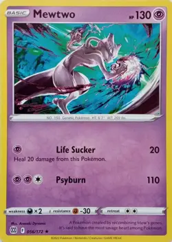056/172 MEWTWO | RARE | BRILLIANT STARS POKEMON CARD - Image 1