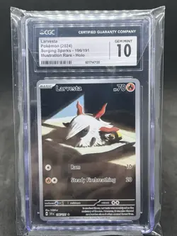 2024 Pokemon Surging Sparks Larvesta Illustration Rare Holo CGC 10 - Image 1