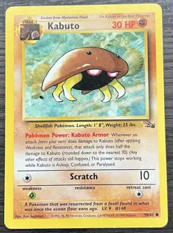Kabuto 50/62 Base Set Fossil Pokemon TCG WOTC Common Lightly Played LP - Image 1