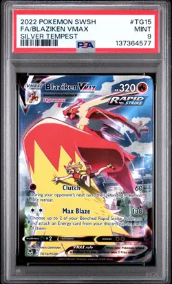 PSA 9 BLAZIKEN VMAX TG15/TG30 FULL ART SILVER TEMPEST POKEMON 🔥 - Image 1