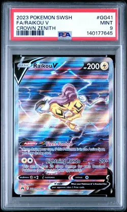 PSA 9 RAIKOU V GG41/GG70 FULL ART CROWN ZENITH POKEMON ⚡ - Image 1