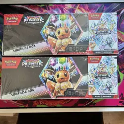 Pokemon Prismatic Evolutions Surprise Box + Booster Bundle Sams Club Sealed X2 - Image 1